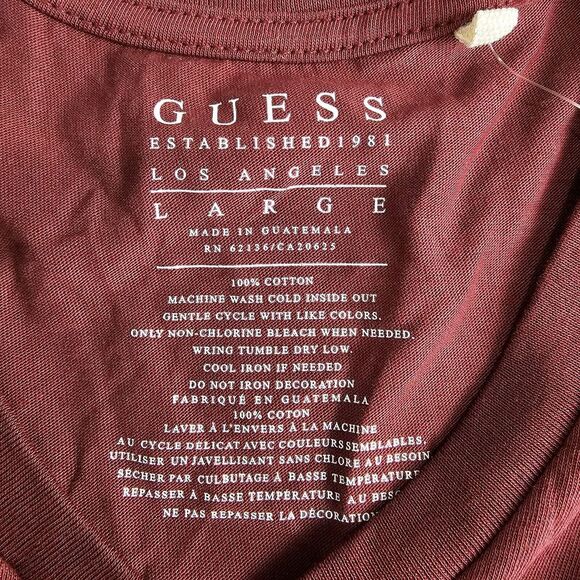 NEW Guess Womens Top Large Cap Sleeve Pinot‎ Noir Cotton New York Logo - Picture 8 of 11